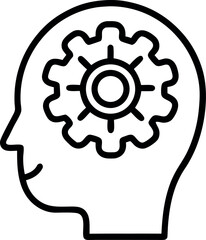 Vector art of human head with gear representing thinking, brainstorming, and problemsolving in business and technology concepts