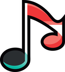 Vector art of a vibrant musical note illustration with red and white stripes, , perfect for musicthemed designs and creative projects