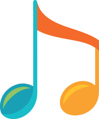 Vector art of a colorful musical note illustration with vibrant orange and blue hues, , ideal for musicrelated designs and creative projects
