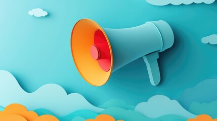 Megaphone loudspeaker announcing important news communication concept