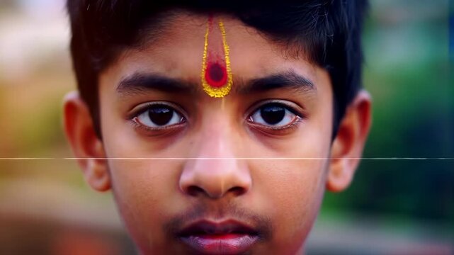 Boy with Tilak Portrait of Faith and Tradition