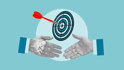 Handshake as symbol of success deal, happy business partnership and agreement to achieve common targets