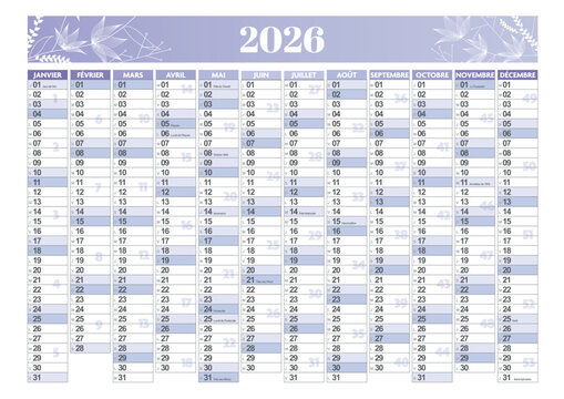2026 Calendar - French holidays included