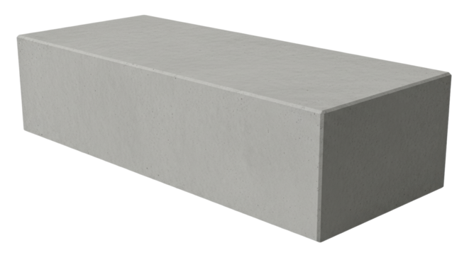Isolated concrete brick for construction with chamfered edges and a rough texture