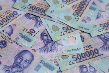 Obraz premium Five hundred thousand dong banknotes