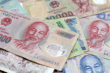 Vietnamese dong banknotes. Money concept