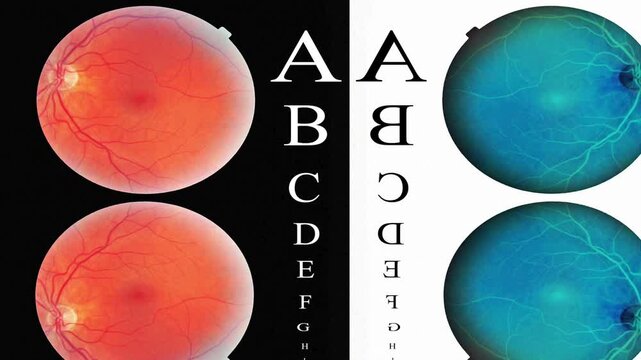 Abstract illustration of an eye scan using OCT ( Ocular Coherence Tomography) and eye chart 