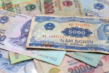 Vietnamese dong banknotes. Money concept
