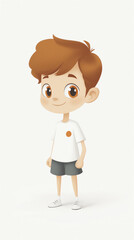 Cartoon boy character with a cute and innocent expression, standing in a minimalist style, representing childhood, simplicity, and the pure emotional world of young characters.