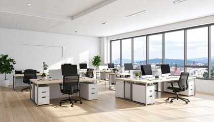 Modern Open Plan Office with City View