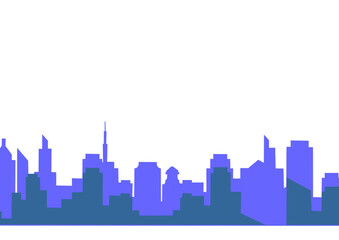 Urban city skyline silhouette in blue isolated on white background