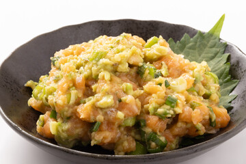 サーモン　アボカド　なめろう