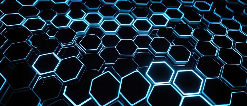 Blue hexagon pattern digital background technology concept - Powered by Adobe