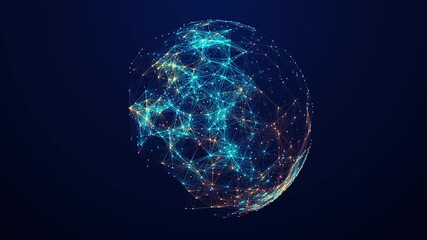 Futuristic digital sphere with glowing network connections, AI, big data, and cybersecurity concept. - Powered by Adobe