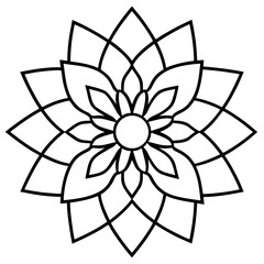 Circular mandala with daisies and decorative lines