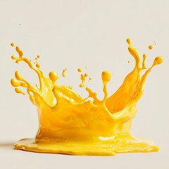 A vibrant splash of orange juice, captured mid-air, creating a crown-like shape
