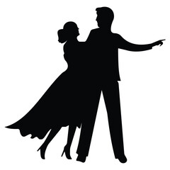 Silhouette of a couple dancing. Dancing couple icon vector. Girl and boy are dancing vector illustration.