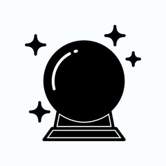 Crystal Ball On Stand With Sparkles: Magic, Fortune Telling, Mystery Visualization, Stock Photo