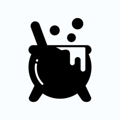 Silhouette Cauldron With Spoon and Bubbling Potion For Fantasy, Halloween, And Magic Themes