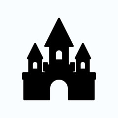 Castle Silhouette: Black Medieval Fortress With Towers And Arched Gate: Fantasy Architecture