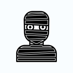 Mummy Icon Bust Wrapped in Bandages, Ancient Statue Style for Halloween and Horror Creative Use