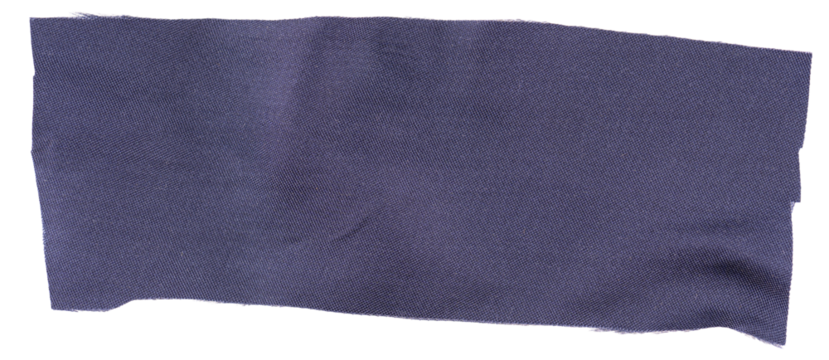 Dark blue textile fabric patch with rough edges cloth scrap piece isolated transparent png rag for sewing repair crafting collage and handmade design