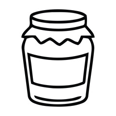 Jar with a lid and a blank label on a white background in jar, container, glass, food, storage, preserve, jam, honey, vector illustration.