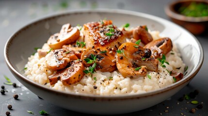 a perfect Risotto ai Porcini. The creamy, velvety rice is studded with saut&eacute;ed porcini mushrooms and shallots