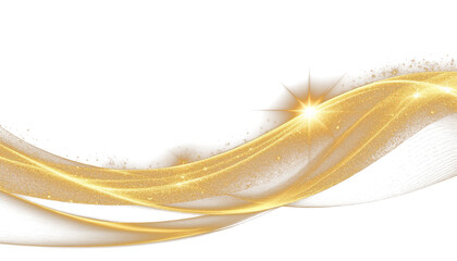 Sparkling golden particle stream in wave shape PNG file for multi-purpose projects.