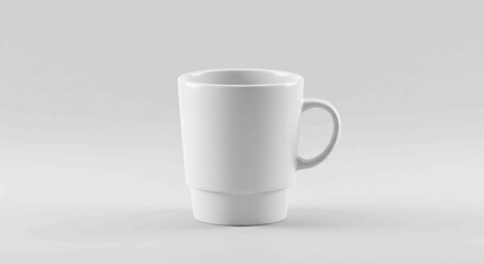 Fototapeta premium Simple White Ceramic Stackable Coffee Mug with Handle for Hot Drinks