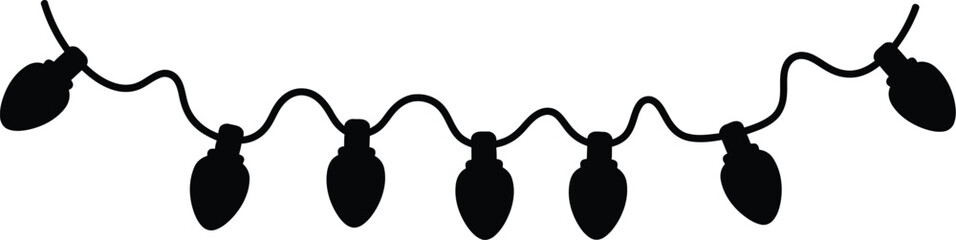 String of christmas lights silhouette on a white background