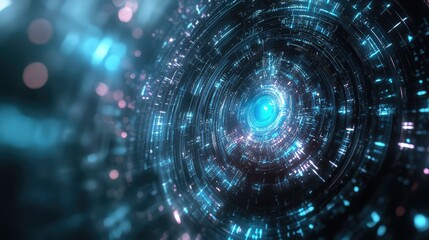 Fototapeta premium Digital data flowing through abstract cyber tunnel
