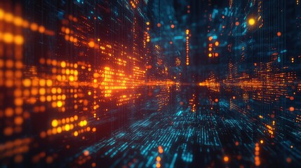 Digital information flow across a futuristic cyber network