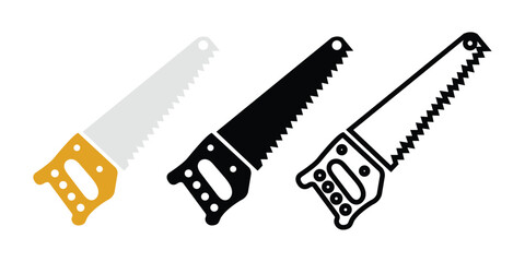 Collection of handsaw icons displaying different styles against a white background