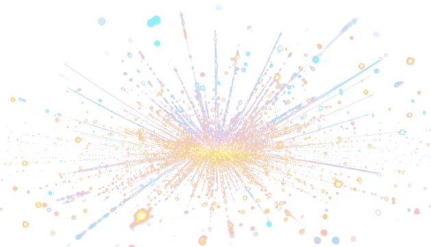 Prismatic light explosion with spectral rays PNG clipart with transparent background.