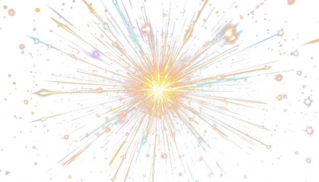Colorful light refraction burst with shining beams PNG file for universal projects.