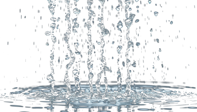 Water streaming down in rivulets and large droplets PNG on transparent background for universal design overlay.