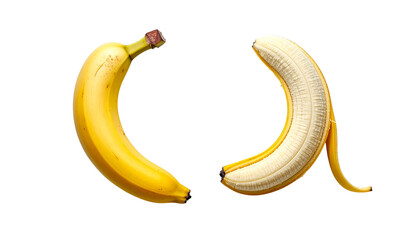 Banana Peeled and Unpeeled Duo Collection  Isolated on Transparent Background