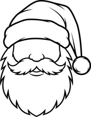 Santa claus face with hat and beard in black and white