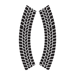 Tire tracks on white background.