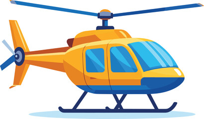 Vector illustration of a modern yellow helicopter, a symbol of air transport, aviation, and emergency services