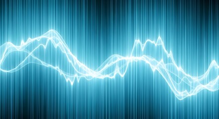 Vibrant cyan waveform pulsating with energy and dynamic movement