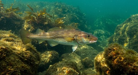 Fresh Atlantic cod fish, symbol of seafood and fishing industry, perfect for culinary, nutrition, marine, and sustainable food themes.