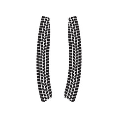 Tire tracks on white background.