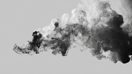 Black ink diffusing in clear water creating abstract patterns