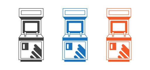 Arcade game machine icon set isolated on white backgroud