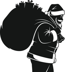 Santa claus carrying a sack full of gifts on his back