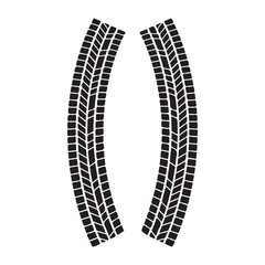 Tire tracks on white background.