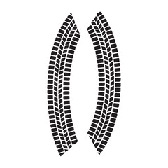Tire tracks on white background.
