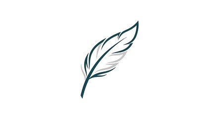 Simple elegant feather quill line art icon illustration.